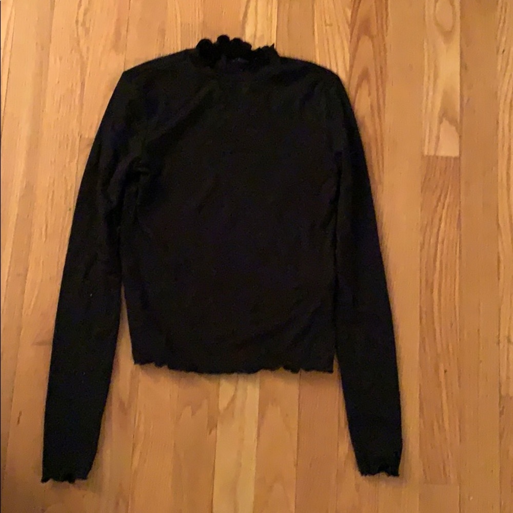 Forever 21 Black Long sleeve  High Neck Shirt